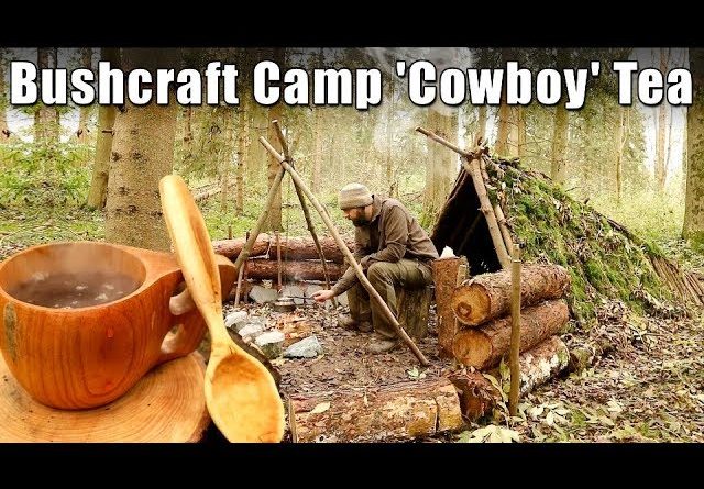 Bushcraft Camp: Log Cabin fire & Loose leaf 'Cowboy' Tea